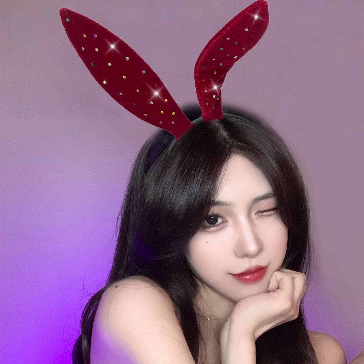 Wholesale of trendy lace headbands, black rabbit ear headbands, dance party lace headbands for women with a high-end feel, party headwear Application Scenario