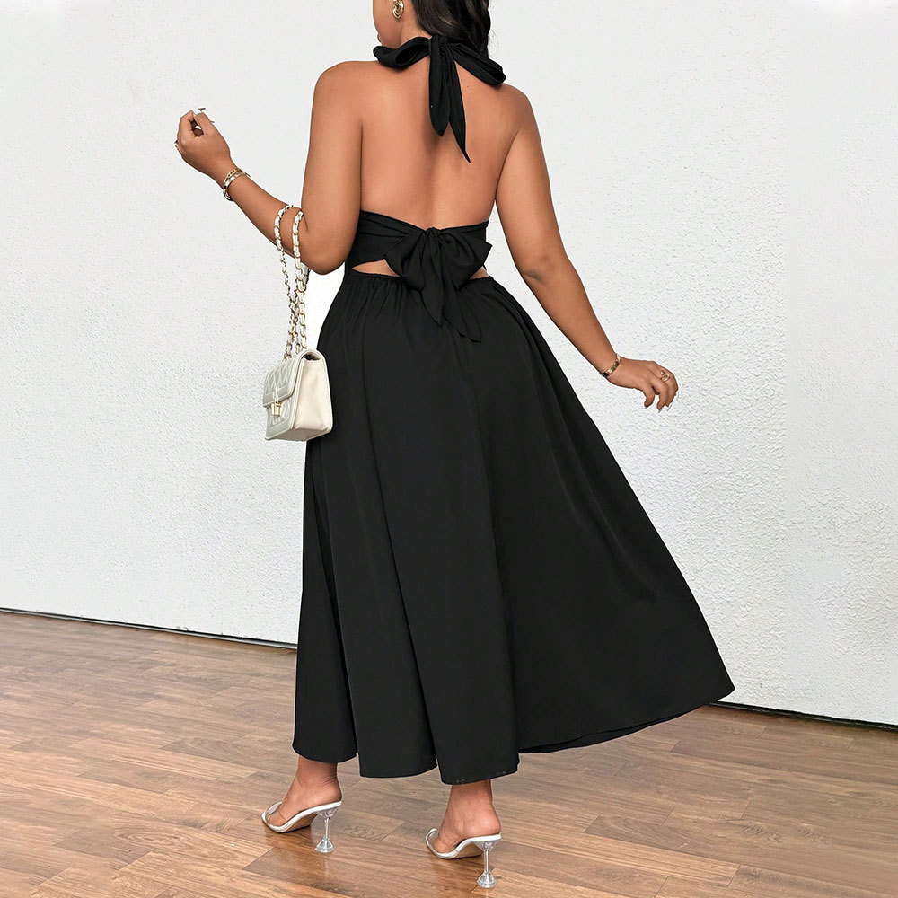 International temu's hot-selling plus-size women's dress with French socialite charm, the new V-neck banquet dress for summer details Picture