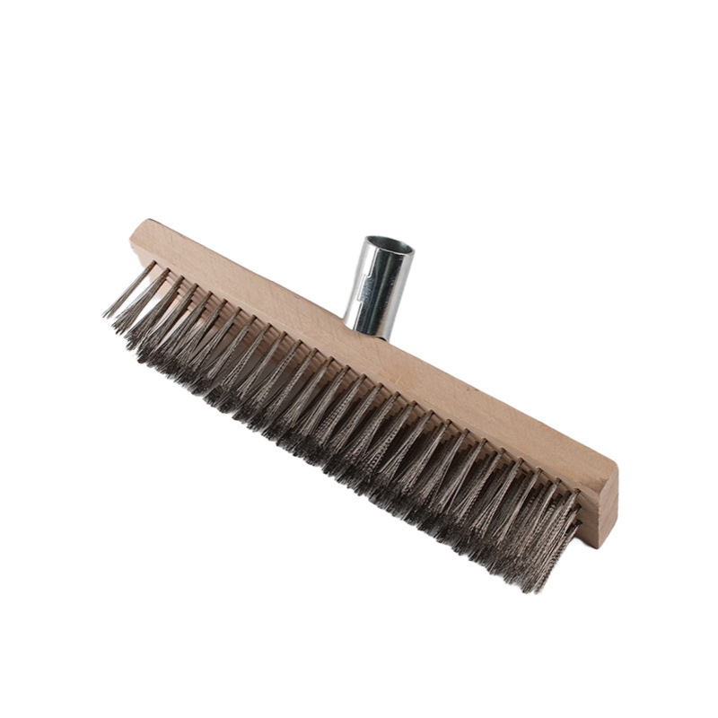 Stainless steel floor brush, long-handled hard wire, large brush for kitchen and bathroom cement floor tiles, moss removal, blanket brush Item Picture