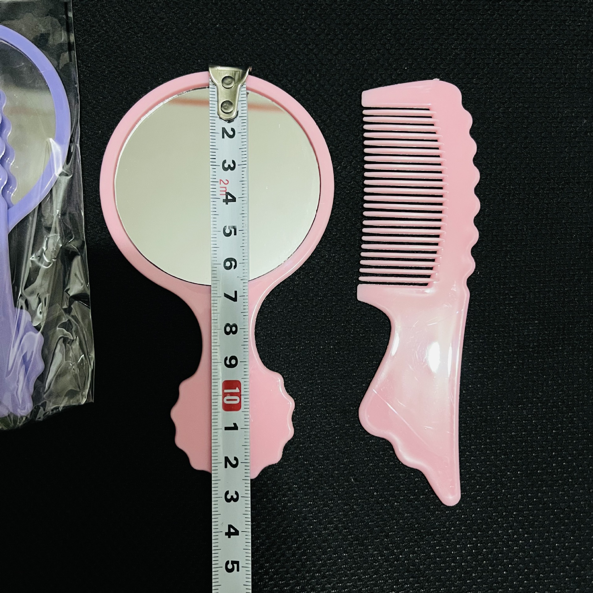 【 Zone 3-13 】316 Mirror Comb Set 100/ box 1000/ case 316 mirror Comb set Portable Small Comb and small mirror quantity Hair comb, Makeup mirror comb set Student handle Item Picture