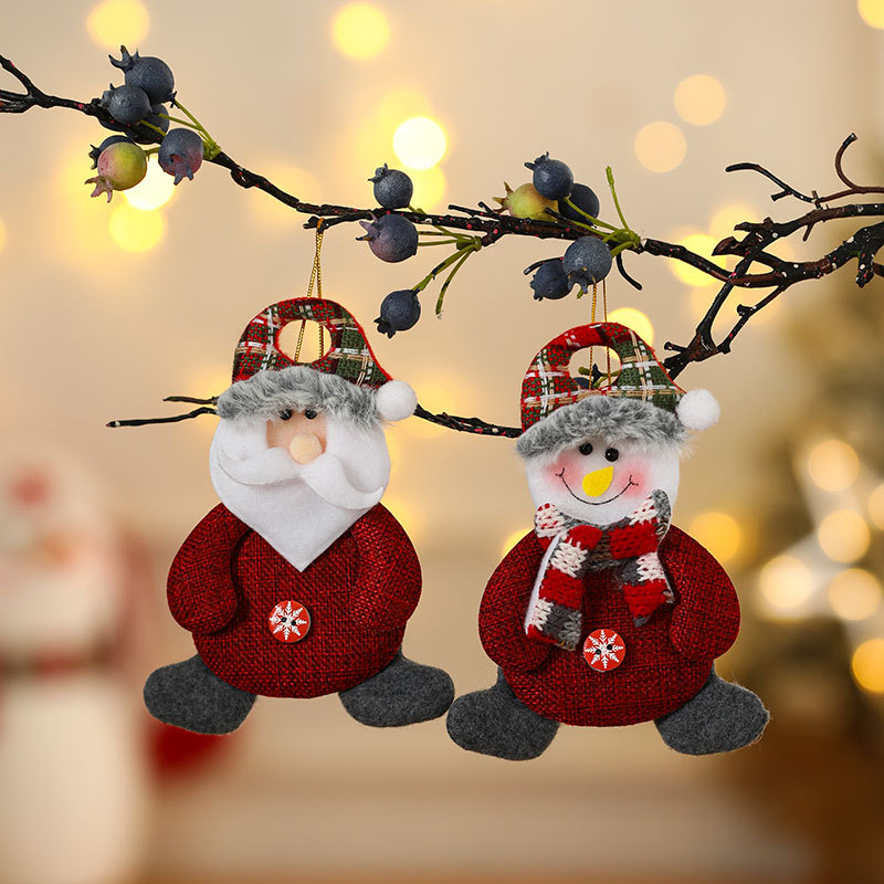 Christmas Decorations Christmas Doll Fabric Button Pendant Christmas Tree Accessories Fabric Pendant details Picture