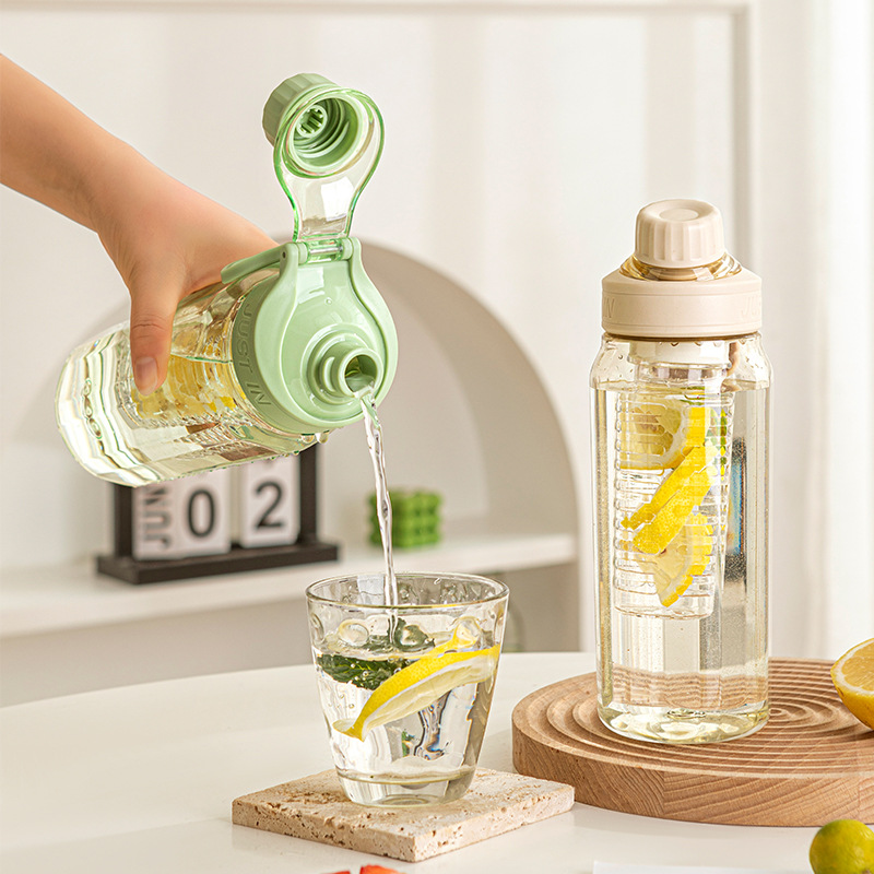 Plastic fruit tea cups, food-grade student sports water cups, portable plastic water bottles