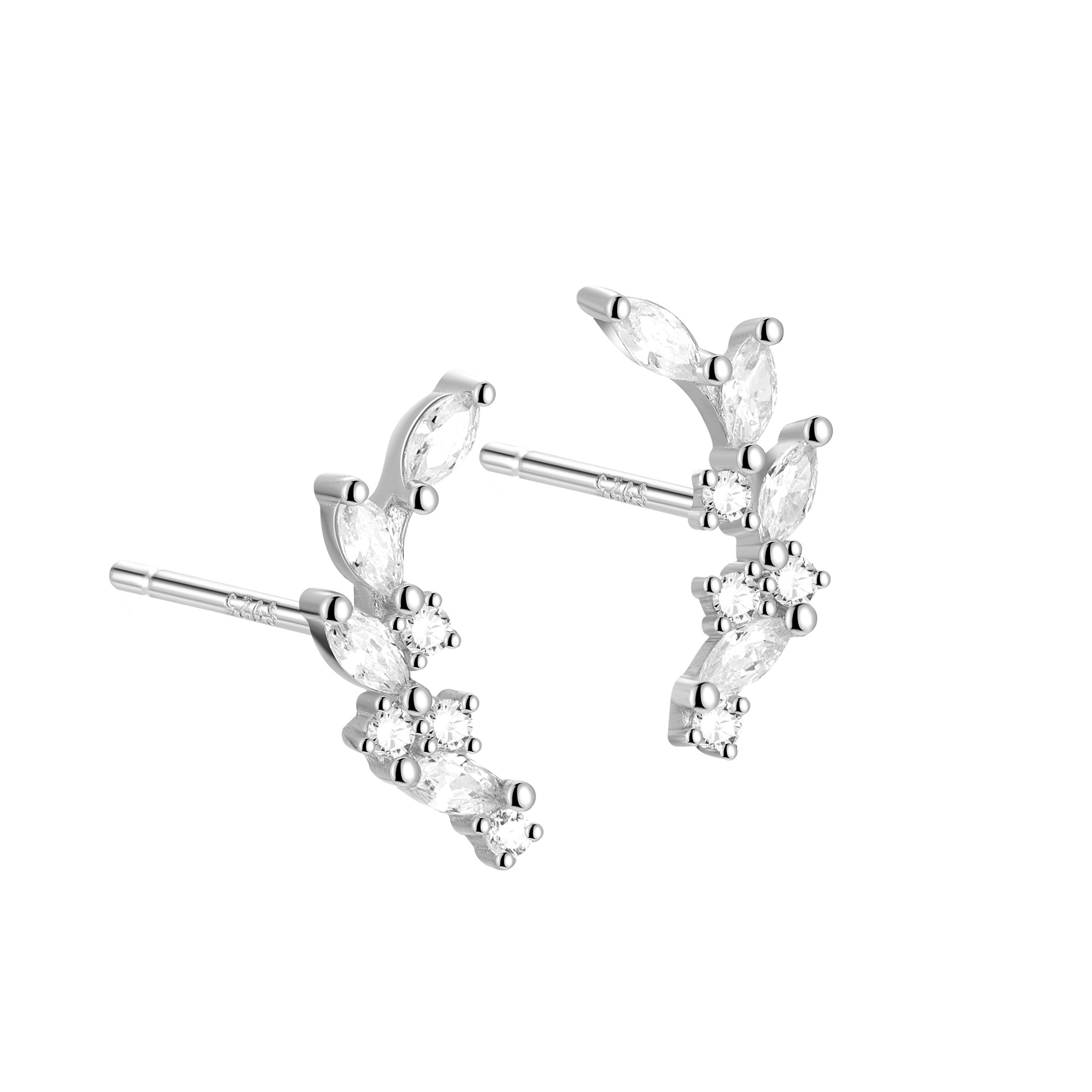 S925 Sterling Silver Diamond Branch Bud Olive Branch Zircon Earrings Japan And South Korea Fashion Temperament K Gold Plated Women's Earrings Item Picture