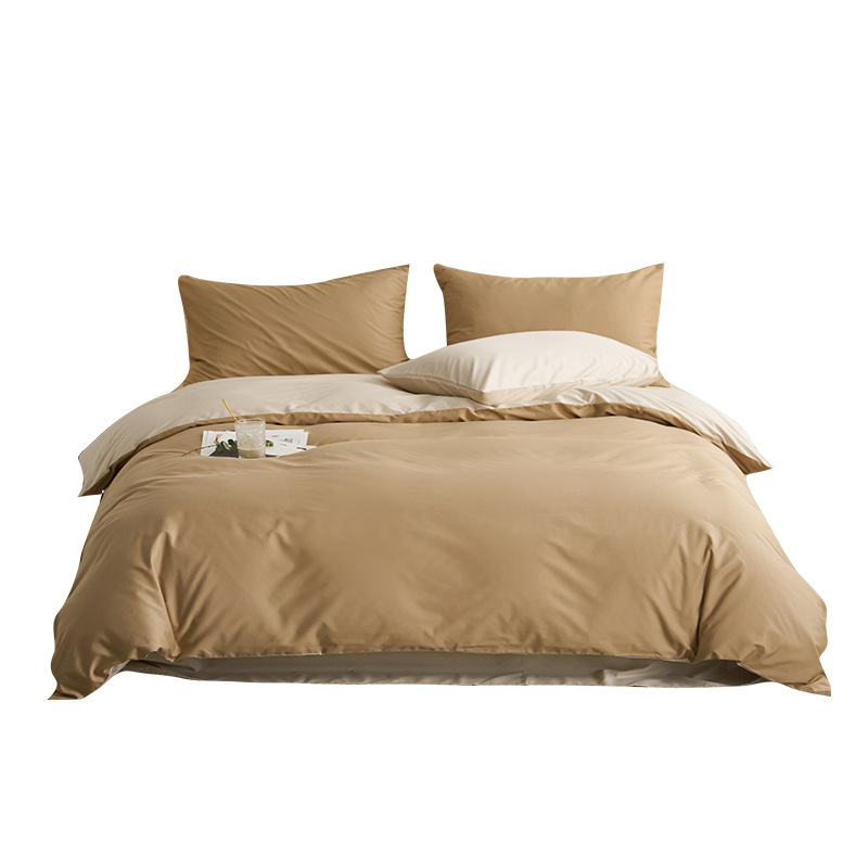 Plain Cotton Long Staple Cotton Four-Piece Set Full Cotton Sateen 60 Solid Color Double Spell Simple Style Class A Bedding Set Item Picture