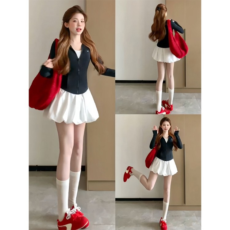 白色花苞短裤女2025夏季新款高腰花苞裙子法式气质百搭蓬蓬半身裙