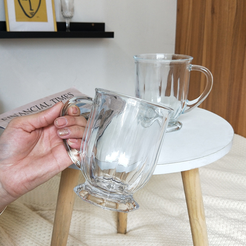 Purr Big Mouth Cup Web Red Glass With Handle Large Capacity Milk Drink Juice Glass Ins Wind Item Picture