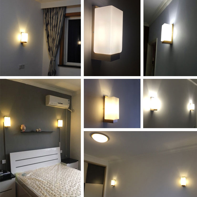 Nordic Bedroom Wall Lamp Bedside Lamp Living Room Aisle Balcony Solid Wood Simple Modern Creative Hotel Lighting Wholesale Application Scenario