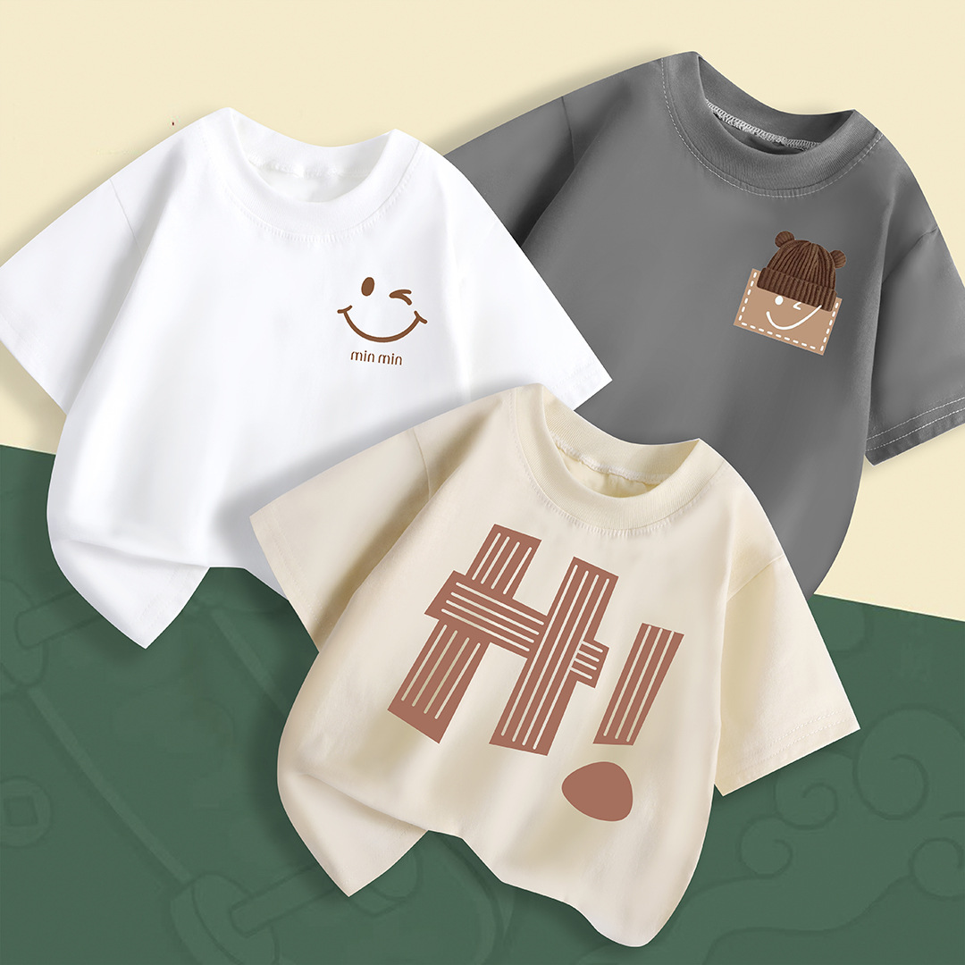 夏季儿童纯棉t袖百搭潮流韩版男女童短袖