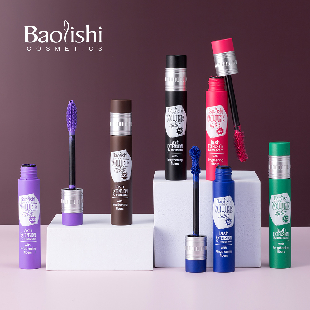 跨境专供彩色防水汗持久睫毛膏 卷翘纤长浓密不晕染炫彩6色睫毛膏