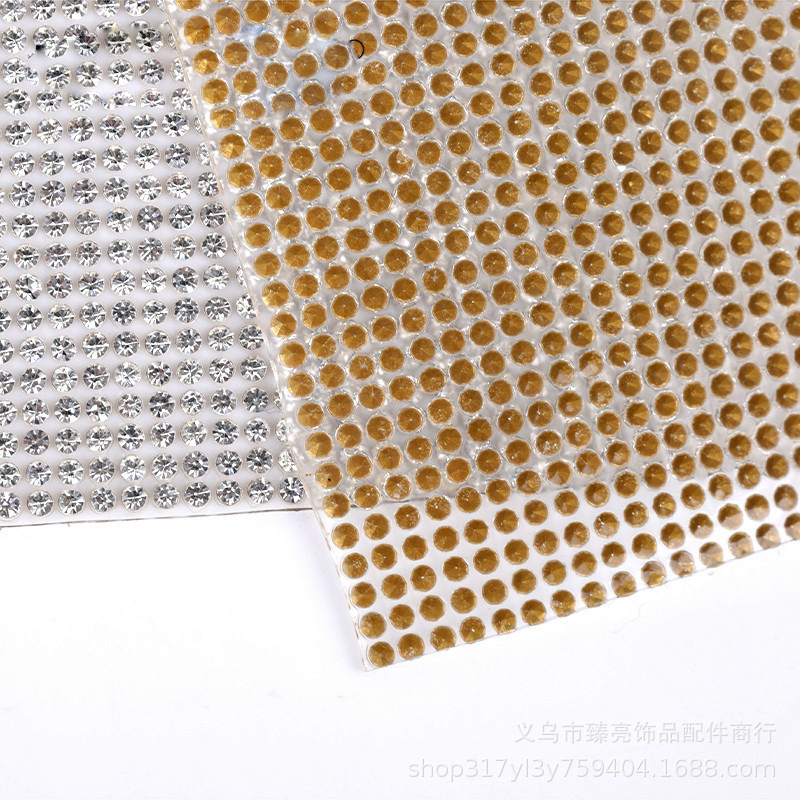 Factory direct sales of pointed-bottom water diamond rubber mesh, shoe and clothing accessories, double-sided self-adhesive hot-pressed diamond stickers, car diamond stickers, DIY Specification image