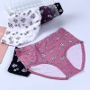 New floral print mom underwear, large-sized triangular pants for middle-aged and elderly people, comfortable and loose mid-high waist women's underwear Specification image
