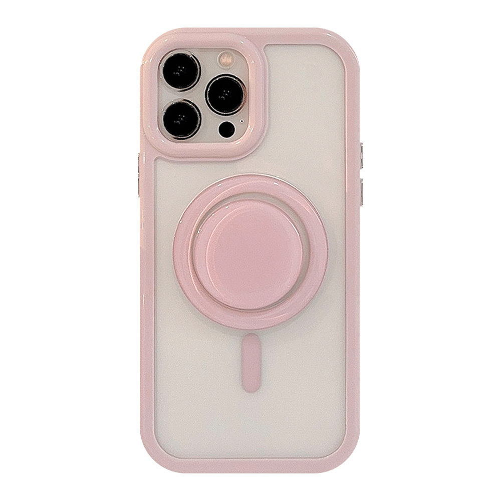 Simple ins solid color magnetic stand iphone16 Apple phone case 17pro max, suitable for 14 acrylic 13 Item Picture