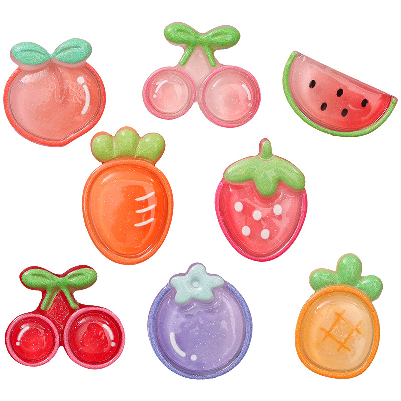 可爱水果树脂贴片手工材料奶油胶手机壳diy儿童发夹发饰配饰鞋扣