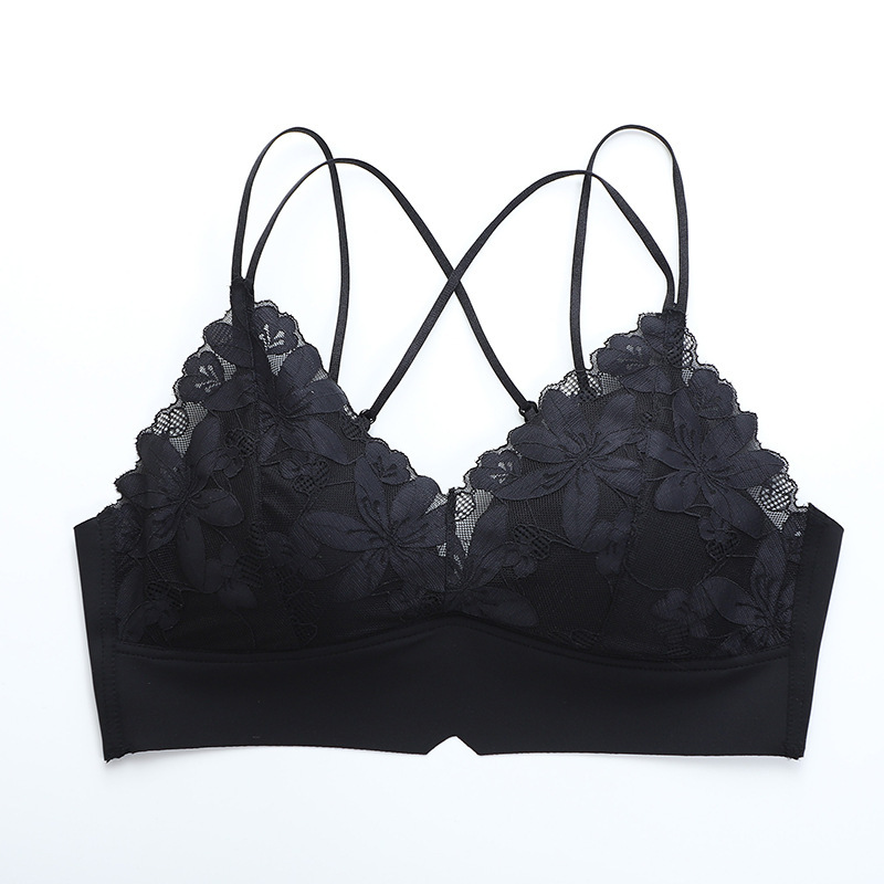 The New Comfortable Back Bra Comfortable Small Chest Close Breathable Moisture Absorbent Soft Lace Sexy Stretch Lingerie For Women Item Picture