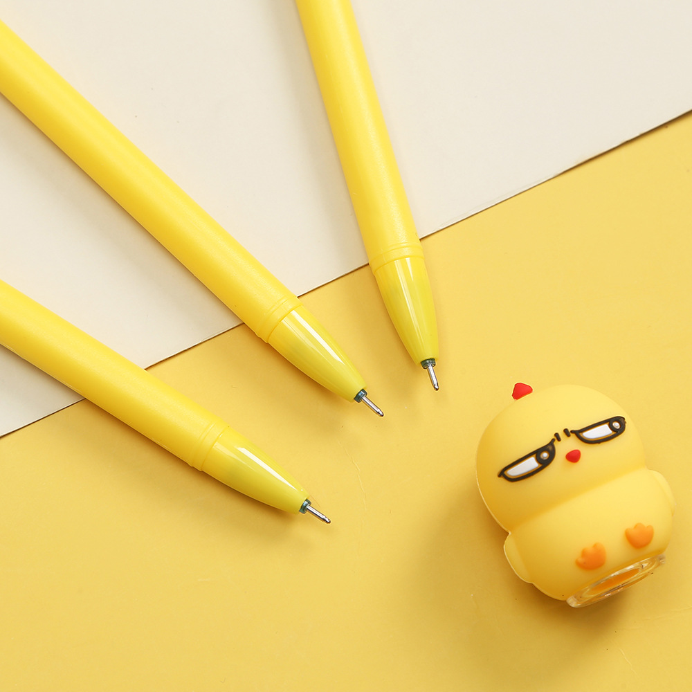 Zhongfan Stationery's Little Yellow Chicken series cartoon gel pen, cute chick eggshell silicone three-dimensional tip gel pen Application Scenario
