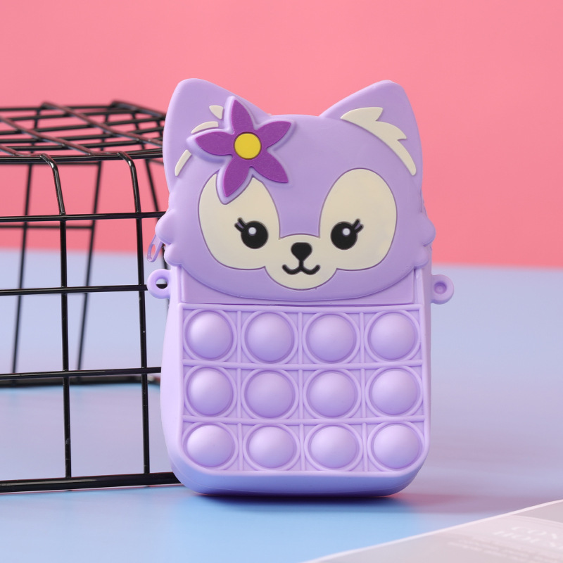 Fun Fox Silicone Children's Purse Bubble Relief Puzzle Shoulder Crossbody Travel Zipper Bag In Stock details Picture