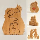 欧美跨境爆款 diy手工木质工艺品母子熊木质宠物拼图摆件礼物