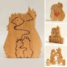 欧美跨境爆款 diy手工木质工艺品母子熊木质宠物拼图摆件礼物