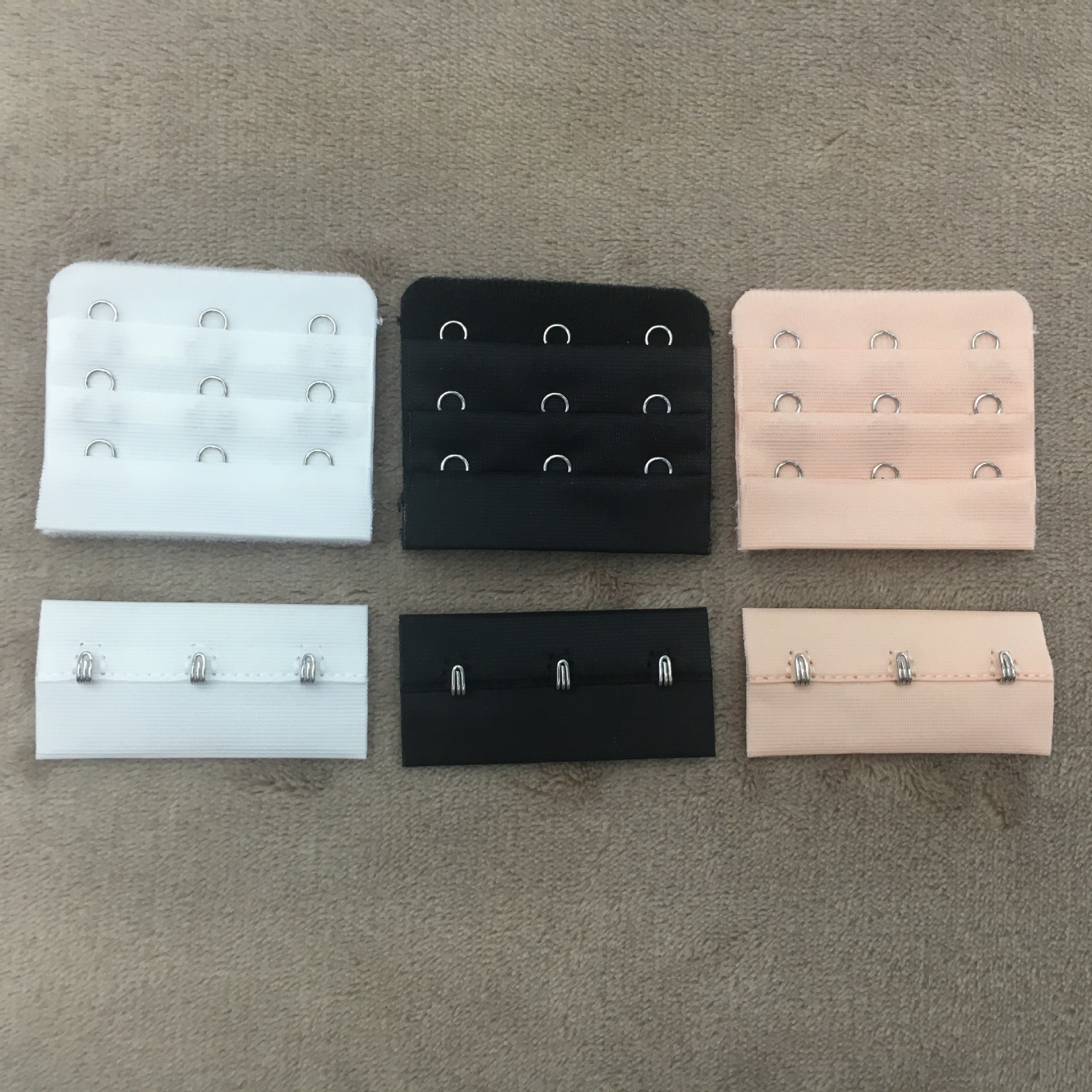 现货批发文胸内衣背扣/不锈钢3排3扣布勾对扣/文胸半成品后背接扣