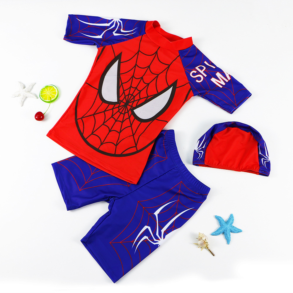 Cartoon Three-Piece Children's Boy Split Baby Boy Swimming Shorts Short Sleeve Beach Sunscreen Hot Spring Bathing Suit Wholesale Specification drawing