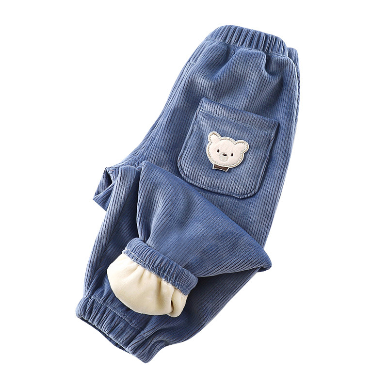 Children's sportswear pants for boys and girls in autumn and winter, new outerwear baby fleece tight-fitting pants, thickened casual warm long pants Item Picture