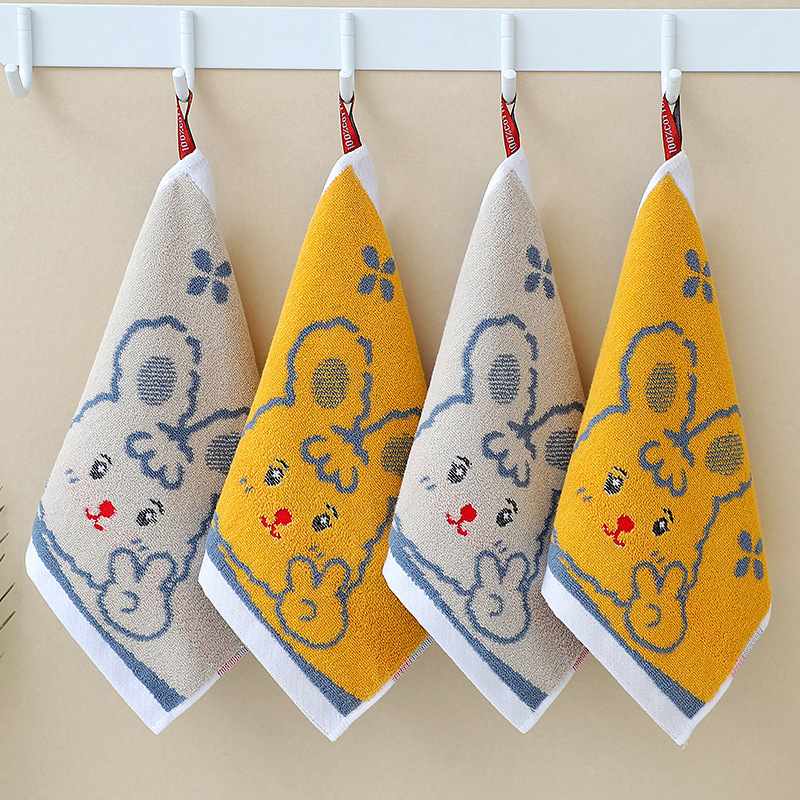 Cotton Towel Cartoon Square Hanging Absorbent Children's Cotton Cute Little Towel Infant Kindergarten Child Towel