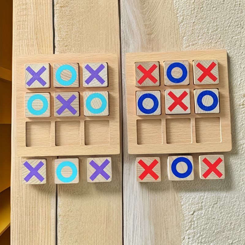 跨境儿童XO井字棋三连棋0-3-6岁幼儿早教益智玩具木质榉木XO棋益智游戏双人对战亲子互动桌游
