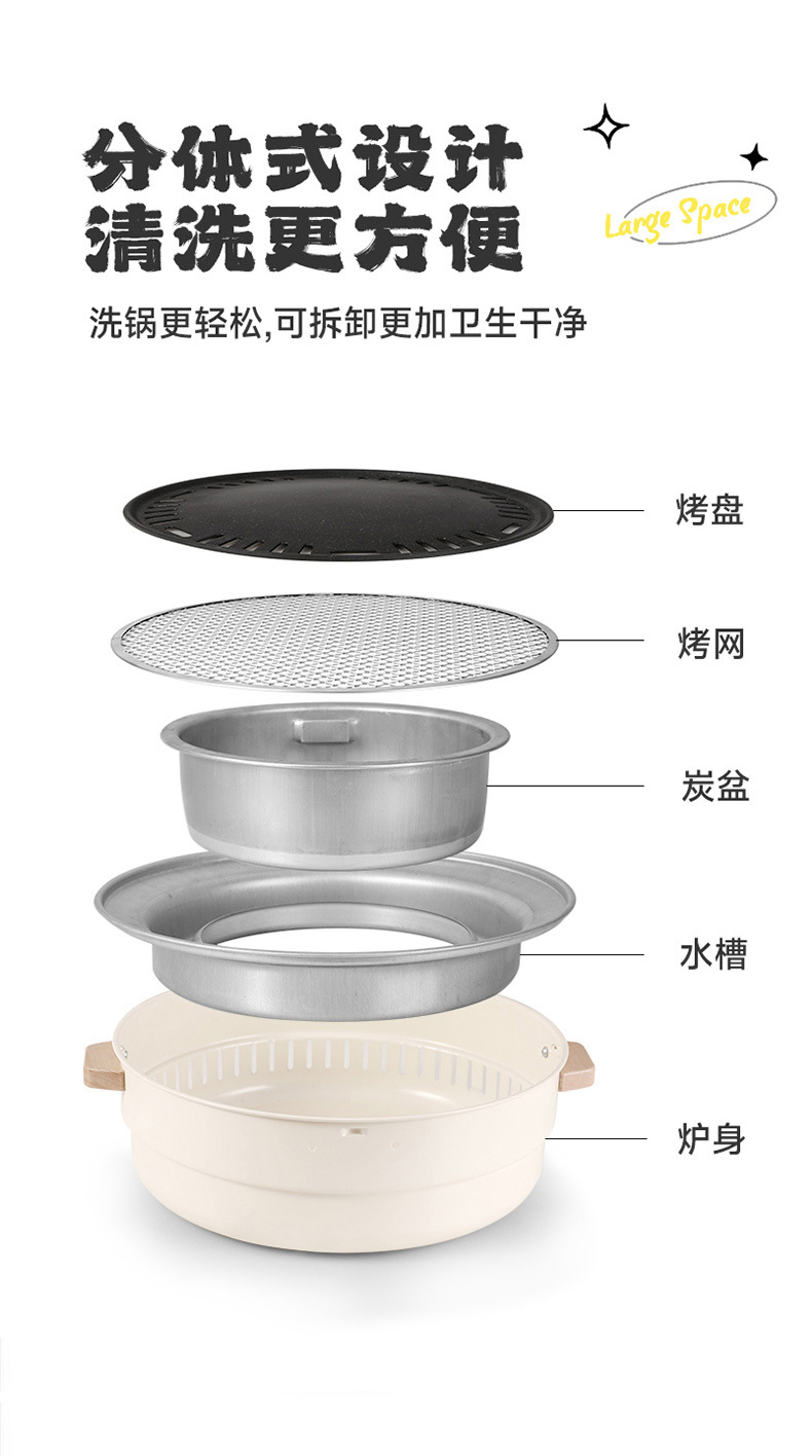 围炉煮茶户外露营淄博木炭烧烤炉家用小型多功能无烟烤肉架取暖炉详情4