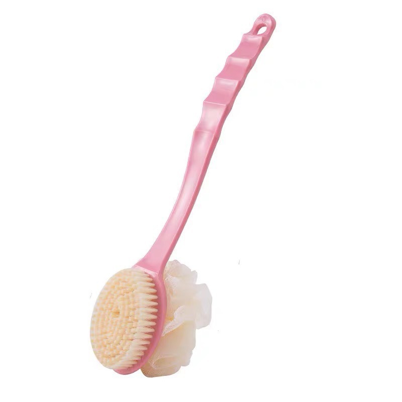 Double-sided long-handled soft-bristled bath brush, scrubbing and bathing brush, long-handled bath brush, back scrubbing magic tool, very useful and amazing Item Picture