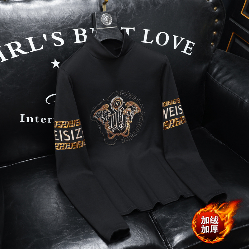Fashion Casual Men's Wear 2023 Autumn/Winter New IUIUG Light Luxury Quality semi-high neck double-sided fleece base Layer Shirt 8742