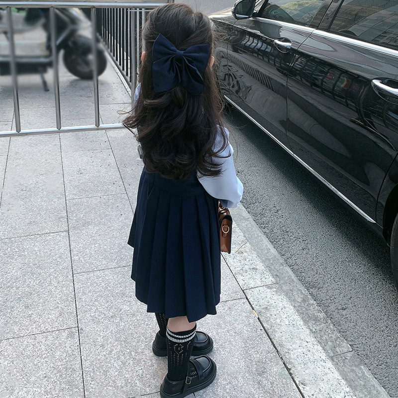 Girls' school style dress for children 2022 new style shirt dress Fake two pieces baby stylish princess dress 81009 Specification image