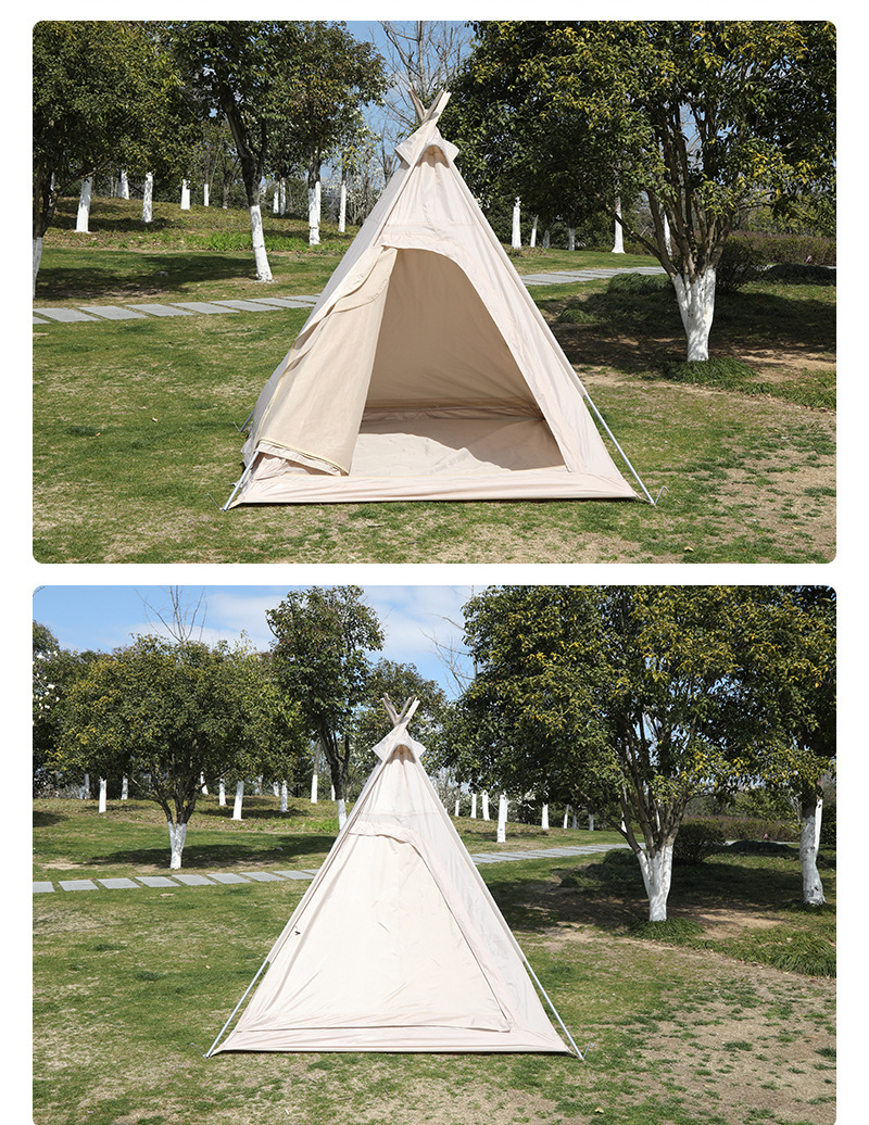Outdoor Indian tent, portable pyramid tent, thickened cotton fabric, foldable rainproof camping tent pic 9
