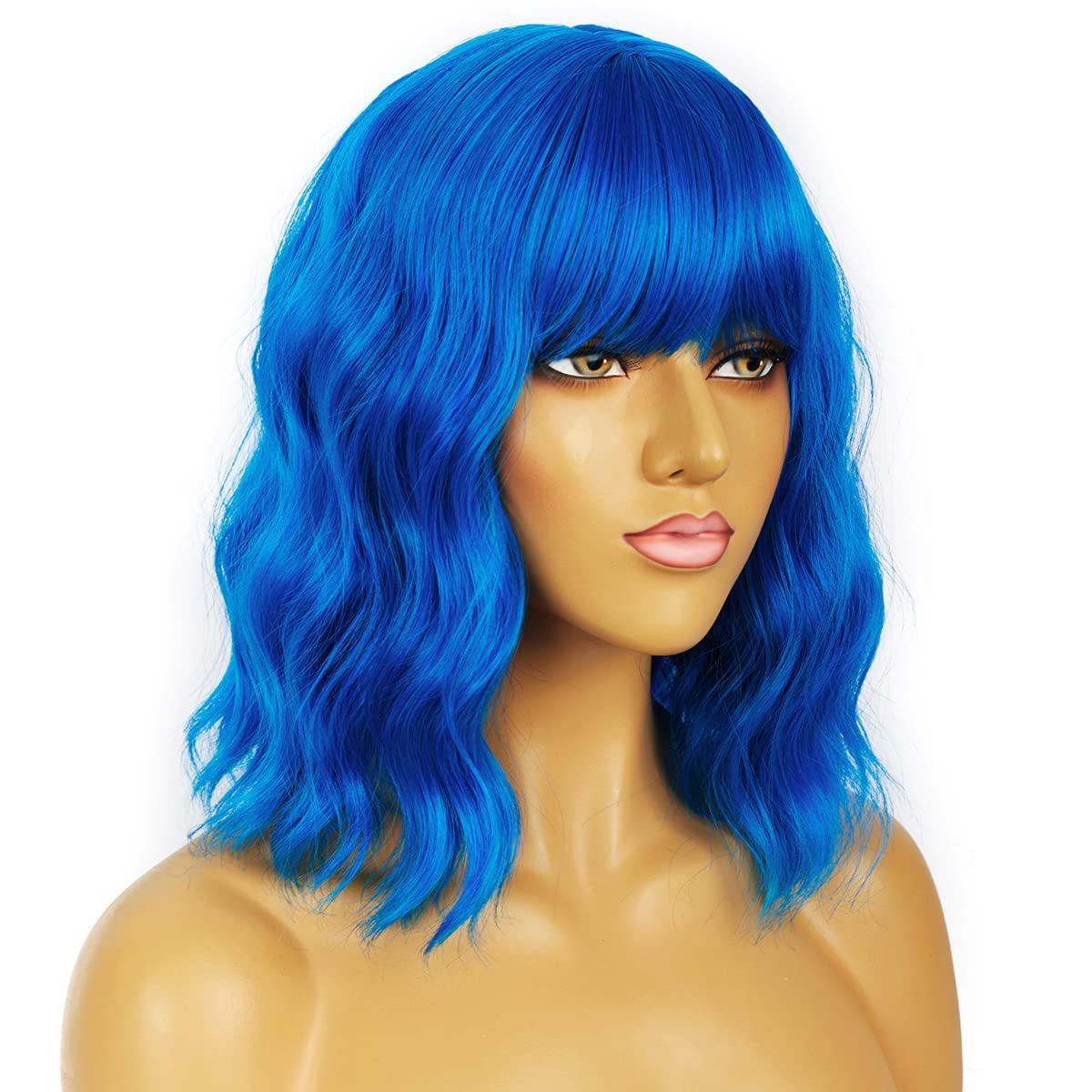 Short Bob, wavy bangs, loose and curly, shoulder-length synthetic role-playing girl wig Bob Application Scenario