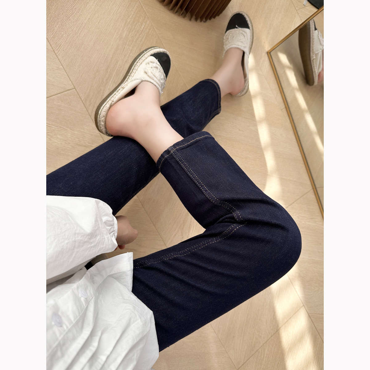 The Treasure Of The Town Shop ~ Four-Color Baguette Pants! Spring New Retro Jeans For Women Slim Straight Pipe Pants Item Picture