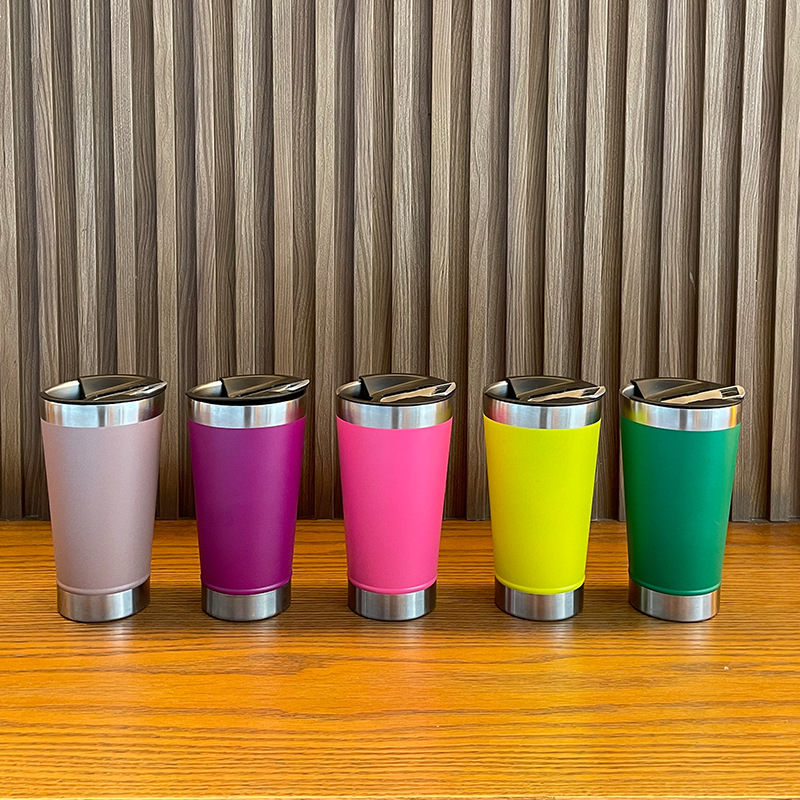 简约加厚汽车杯保冷水杯开瓶器保温杯车载水杯16oz不锈钢啤酒杯