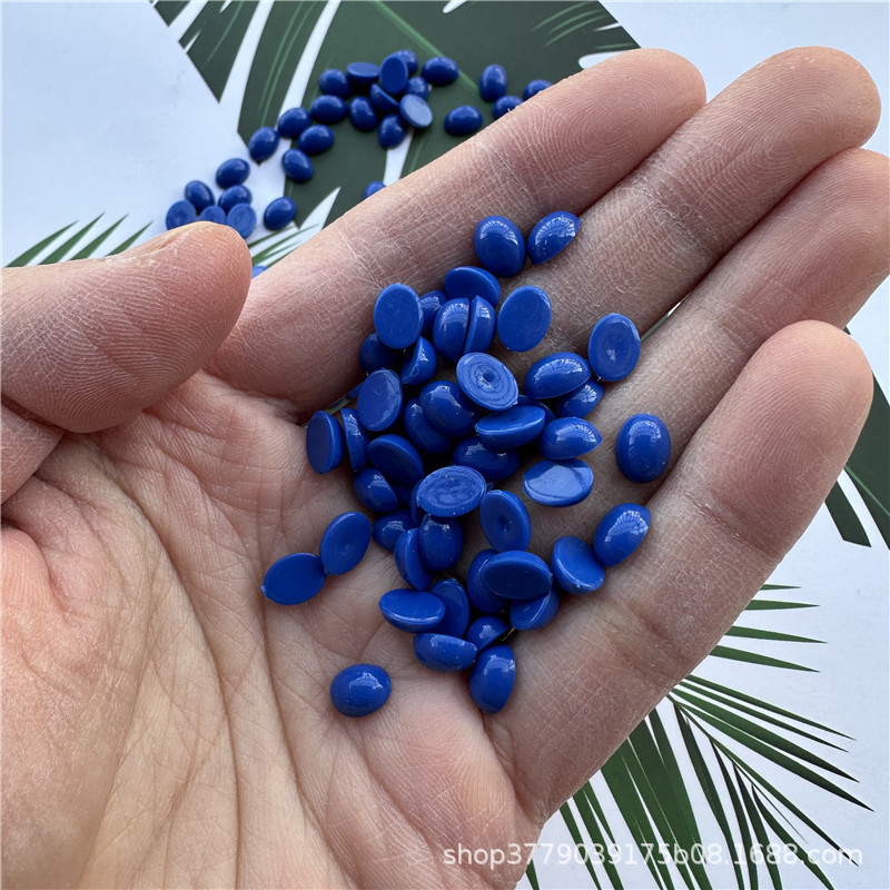 Positive Drum Non-Hole Flat Bottom Oval Blue Plastic Ring Patch Loose Bead Diy Handmade Material Jewelry Accessories Item Picture