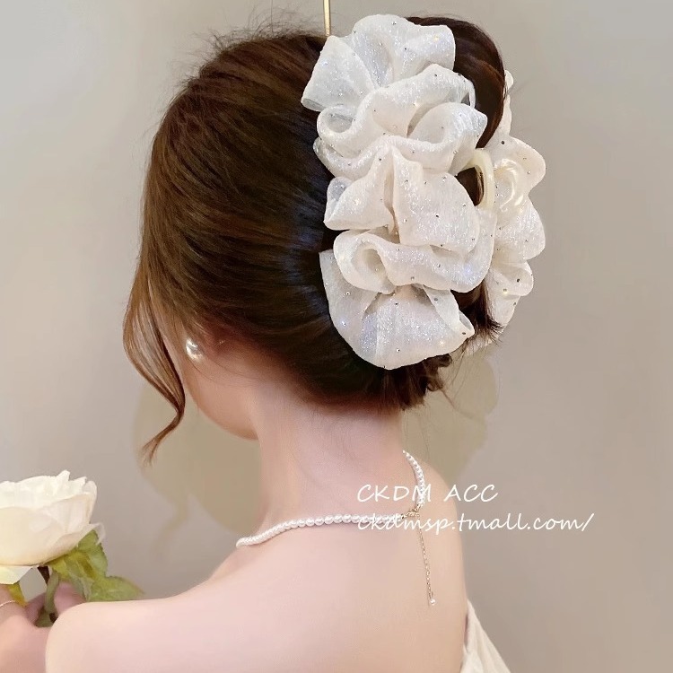 2024 New Bubble Clip Mesh Double-Sided Bow Grab Clip Hair Clip Women's Back Hair Clip Large Hair Accessories Specification drawing