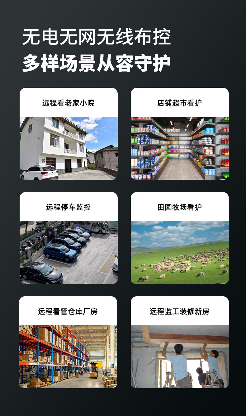 Monitor Shenmu Outdoor 4G solar camera, 360-degree panoramic view, mobile phone remote high-definition night vision, intelligent sound and light alarm pic 3