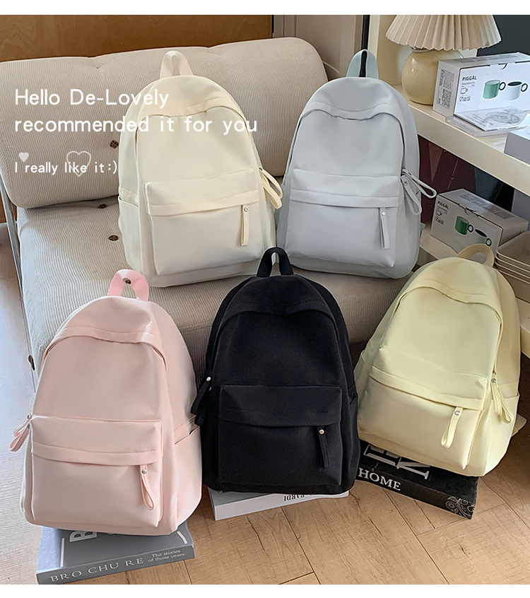书包女ins 小清新高中生双肩包女纯色少女旅行背包男耐磨休闲背包详情1