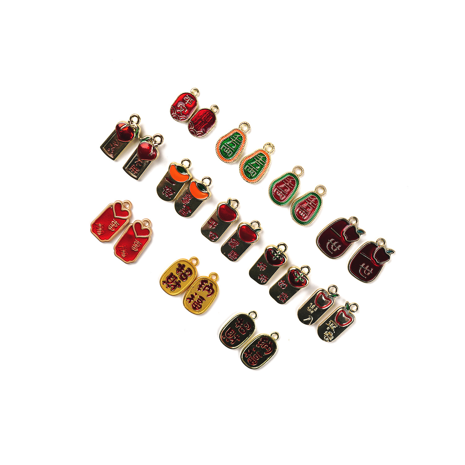 招财纳福千万两平安新年祝福语 diy合金滴油饰品配件钥匙扣挂件