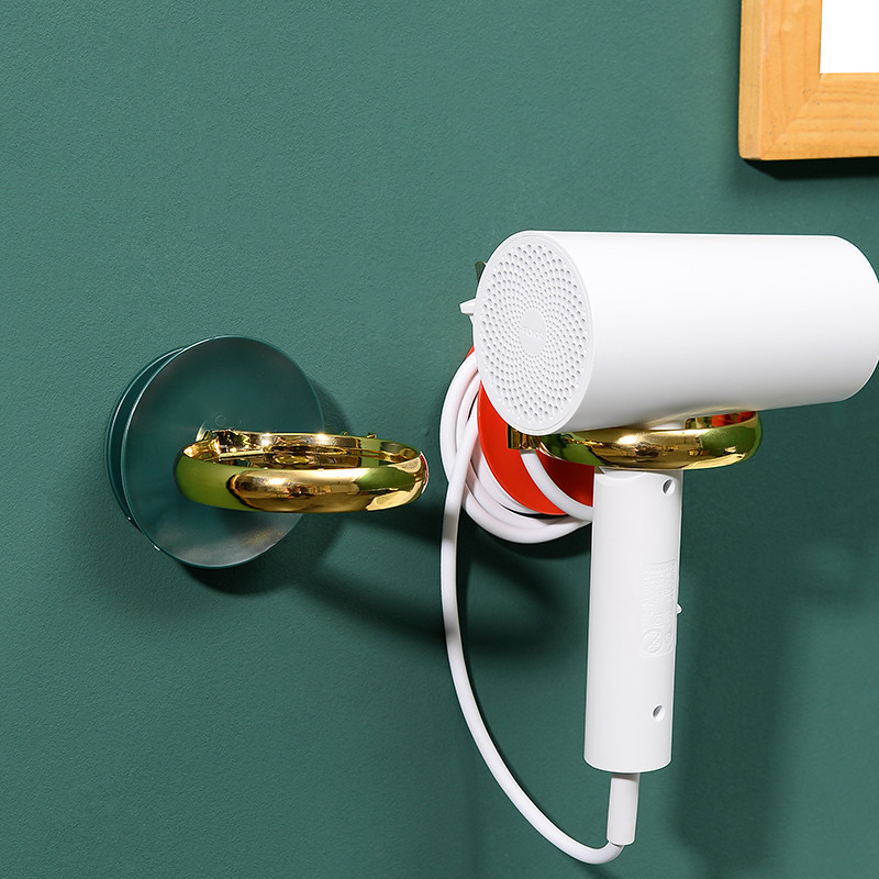 Light luxury non-perforated hair dryer stand, home bathroom air duct storage rack, seamless storage rack, wall-mounted hair dryer stand Specification image