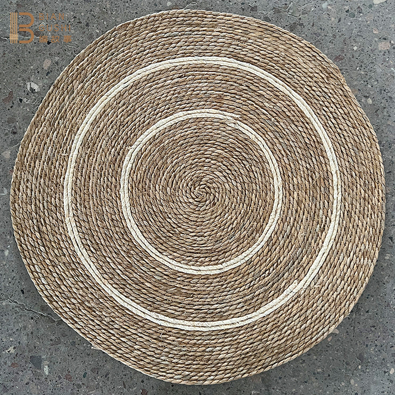 Modern simple pushgrass hand woven mat bedroom living room round corn husk carpet living room tea table grass mat full figure