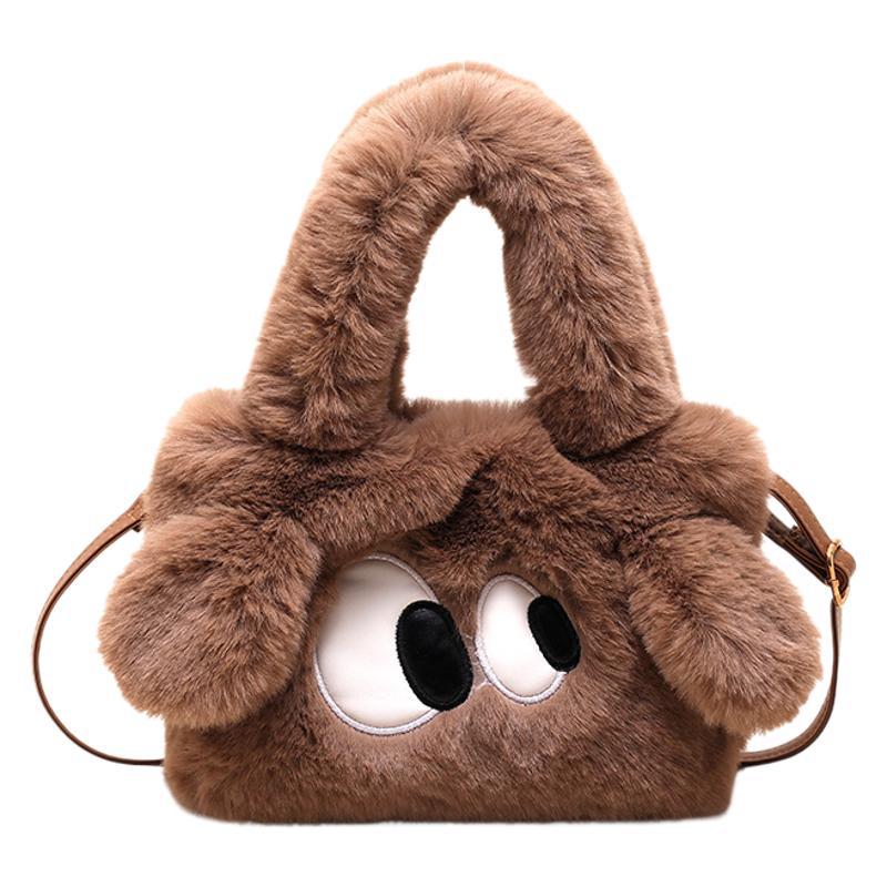 2024 estilo explosivo mujer mano de carga hombro tote bolsa pequeña cuadrada de ojos grandes dibujos animados peluche moda linda crossbody bolso Item Picture