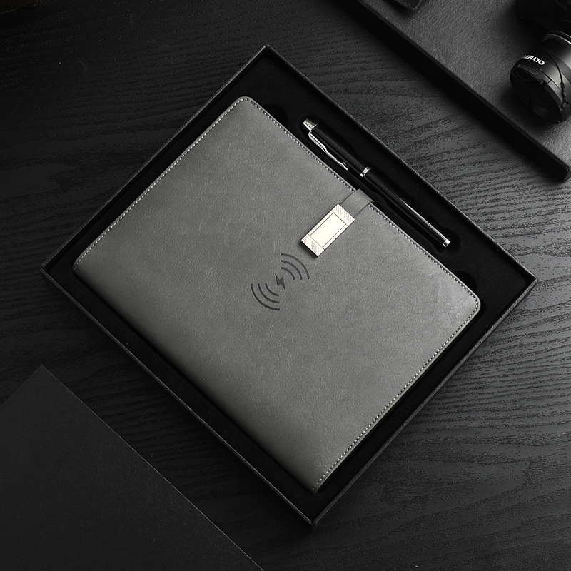 Wireless charging notebook, power bank, notepad with USB flash drive charging, loose-leaf book, business gift box set Application Scenario