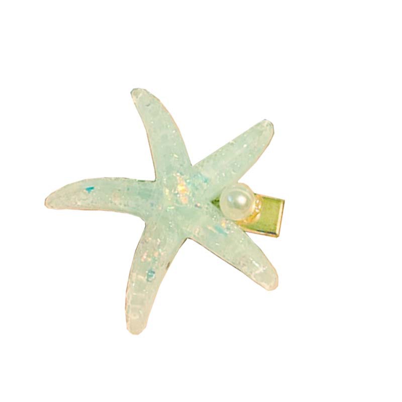 Mint green starfish hair clips, versatile shell hair clip clips, cute hair clips and hair accessories, summer high-end women's side clips Item Picture