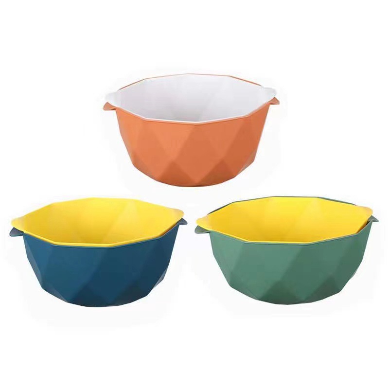 Multi-functional plastic draining basket, thickened six-piece set, kitchen vegetable washing basket, double-layer fruit vegetable basket, wholesale of vegetable baskets Item Picture