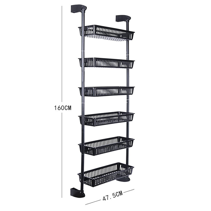 Wall Hanging Storage Shelf Behind The Door Hook Split-Level No-Punch Hanging Basket Storage Shelf Bathroom Kitchen Living Room Application Scenario