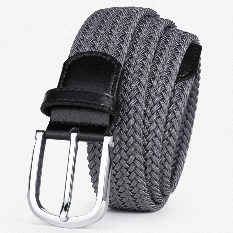 3.4cm elastic men's belt, elastic woven non-perforated casual pin buckle canvas belt, versatile casual belt Application Scenario