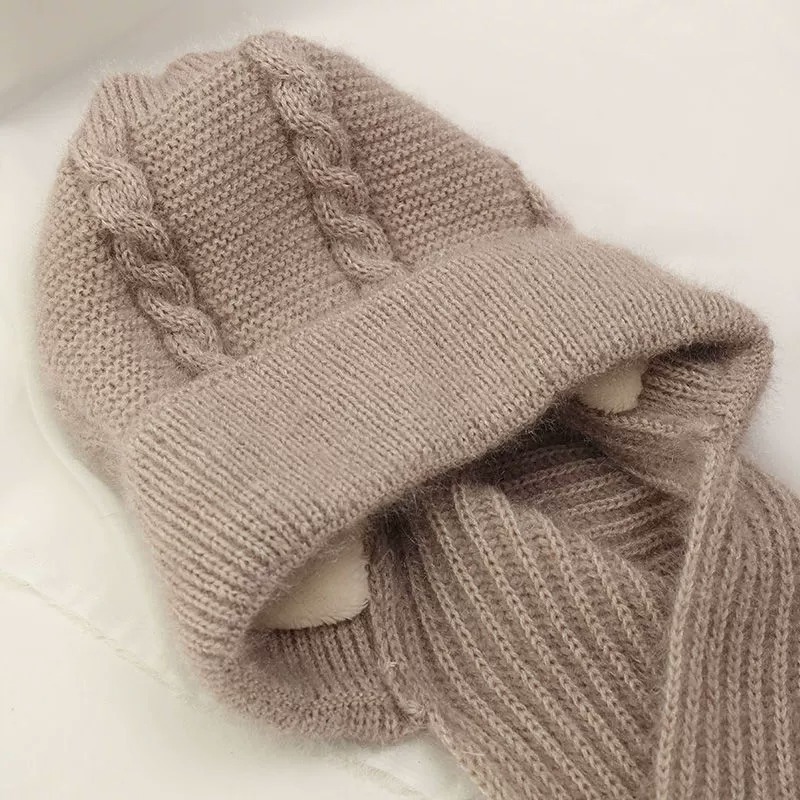 Hat Scarf In One Piece With Wool Thickened Ladies Hat Winter Ladies Warm Winter Squirrel Velvet Storm Hat Woolen Hat Specification drawing