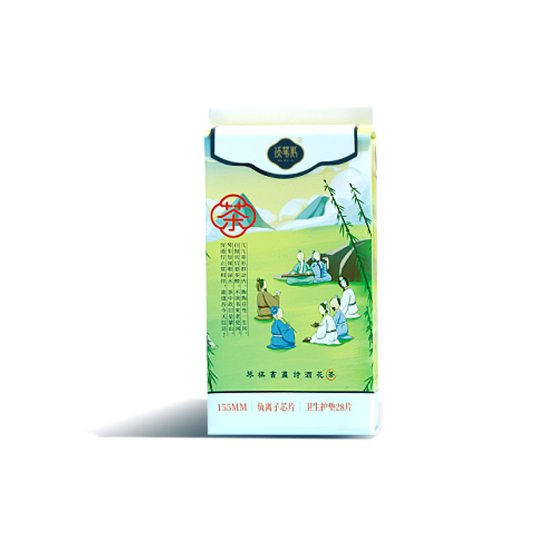 Cross-Border Export Manufacturers Direct Label Processing Moxa Pad 155 Sanitary Napkin Powder Chip Pad Label Specification drawing